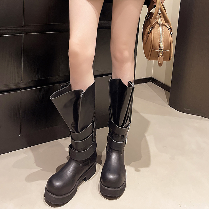 Retro Belt Buckle Square Heels - Pipe Bending Spring review and price